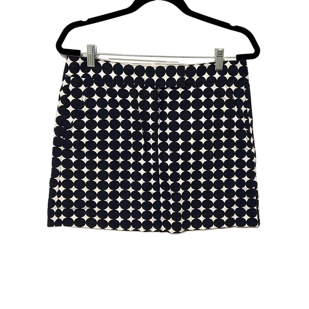 J Crew, Navy Blue and‎ White Mini Skirt, Size 6, KB264